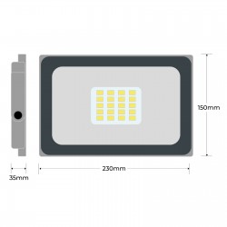 20 Projecteurs LED 30W ProLine Blanc chaud 2700K Haute Luminosité