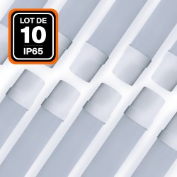 10 réglettes LED 36W 120CM étanche IP65 Blanc Neutre
