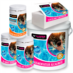 Pack complet produits piscine TAC+ (inclus poudre pH moins + augmentateur d'alcalinité 5kg)