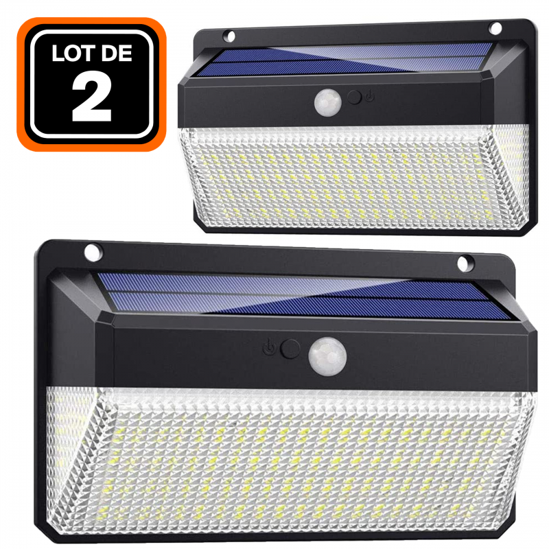 LOT de 2 PROJECTEUR SOLAIRE DÉTECTEUR DE MOUVEMENT 228 PCS LED