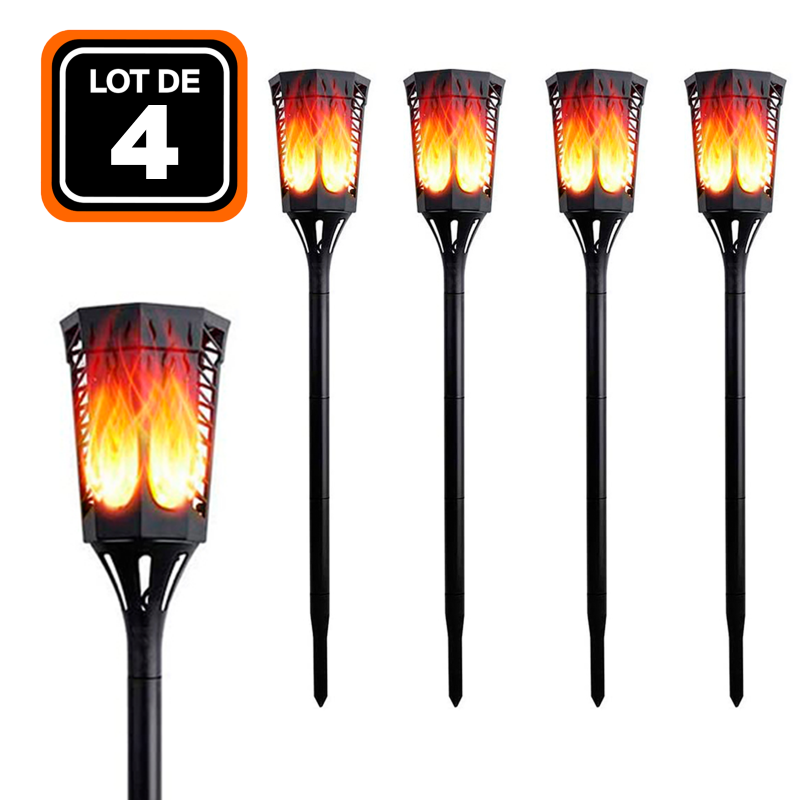 LOT DE 2 FLAMES SOLAIRE DÉTECTEUR CREPUSCULAIRE 96 PCS LED