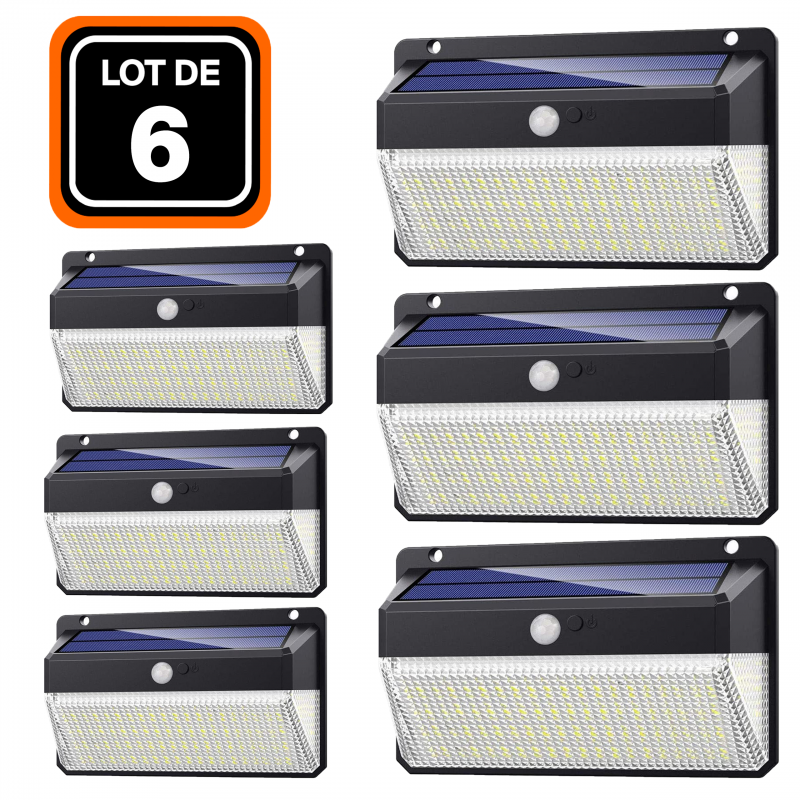 LOT de 2 PROJECTEUR SOLAIRE DÉTECTEUR DE MOUVEMENT 228 PCS LED