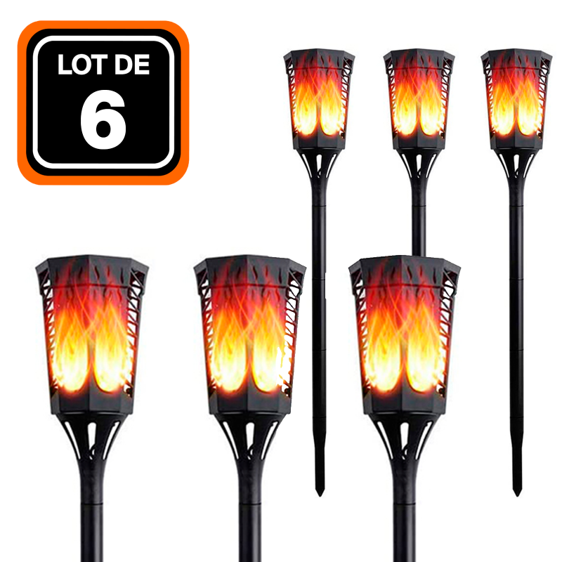 LOT DE 2 FLAMES SOLAIRE DÉTECTEUR CREPUSCULAIRE 96 PCS LED