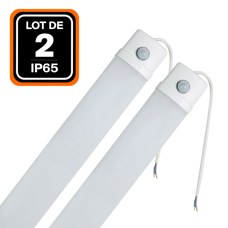 RÉGLETTE 40W 120CM DÉTECTEUR DE MOUVEMENT ÉTANCHE BLANC FROID 6500K