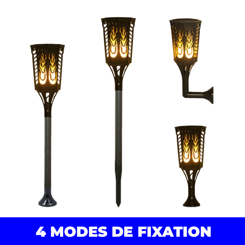 LOT DE 2 FLAMES SOLAIRE DÉTECTEUR CREPUSCULAIRE 96 PCS LED