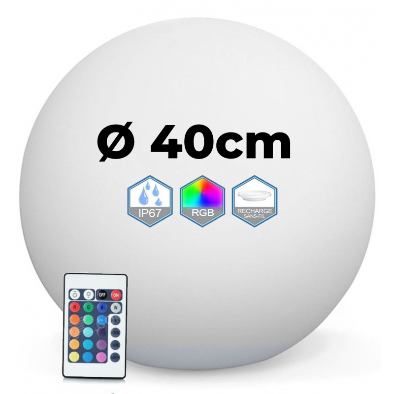 SPHERE LUMINEUSE LED RGBW SANS FIL 40 CM