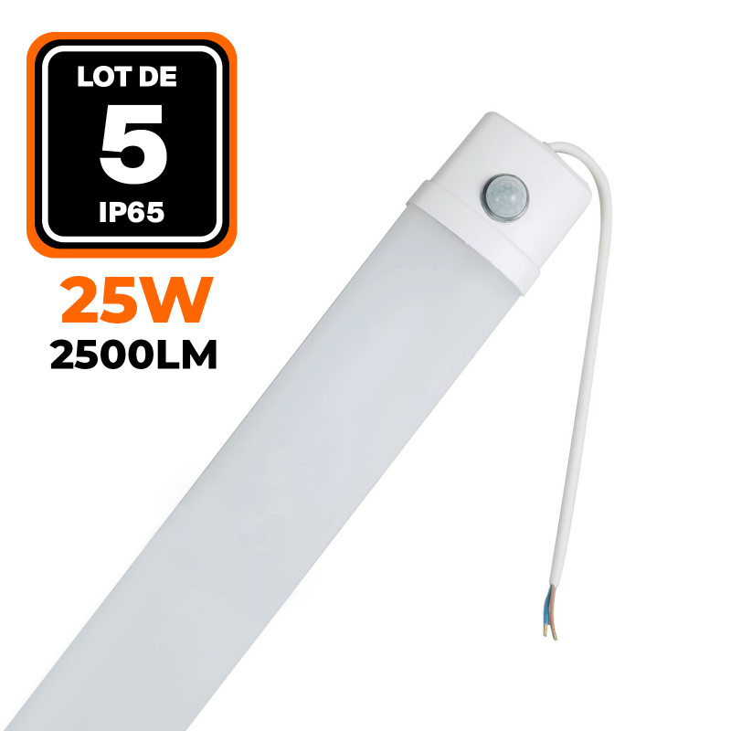 RÉGLETTE 40W 60CM DÉTECTEUR DE MOUVEMENT ÉTANCHE BLANC FROID 6500K