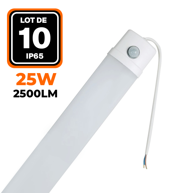 RÉGLETTE 40W 60CM DÉTECTEUR DE MOUVEMENT ÉTANCHE BLANC FROID 6500K