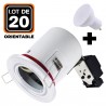 Lot 20 Spots Orientable BBC Blanc + Ampoule GU10 7W Blanc Neutre + Douille