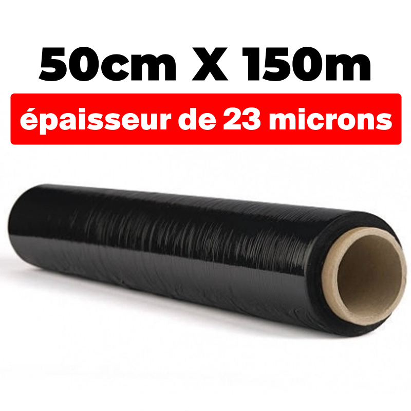 FILM ÉTIRABLE NOIR OPAQUE 50cmx150m et épaisseur de 23 microns µ