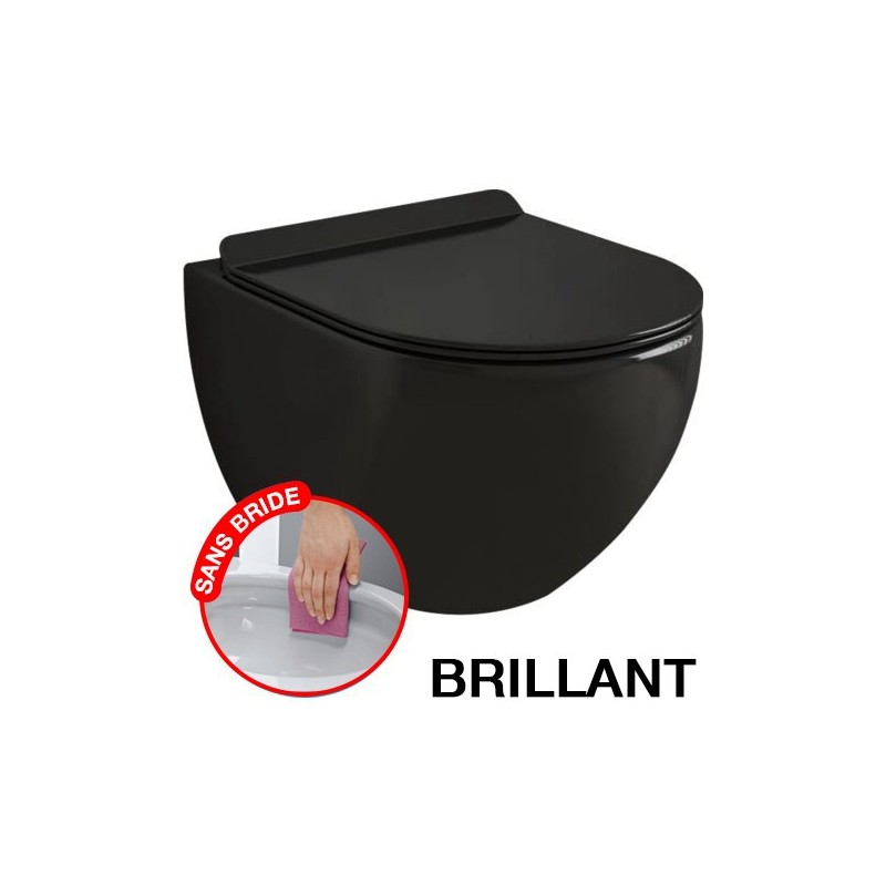 Abattant wc noir aspect gouttes d'eau avec kit fixation en acier inoxydable  - tendance - Conforama