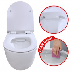 CONFORT - WC Noir Mat suspendu sans bride avec fixations invisibles + abattant ultra fin déclipsable + frein de chute