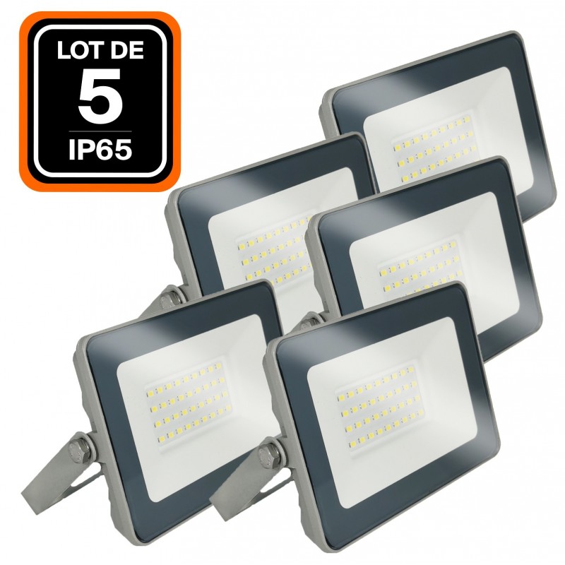 Lot de 5 Projecteurs LED 20W ProLine Blanc neutre 4000K Haute Luminosité