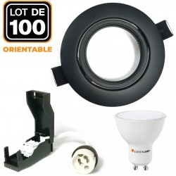 100 Spots encastrables orientables Noir Matt avec GU10 LED de 5W eqv. 40W Blanc Neutre 4500K