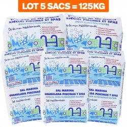 5 sacs de sel fin pour piscine (dissolution rapide) - 25kg