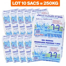 10 sacs de sel fin pour piscine (dissolution rapide) - 25kg
