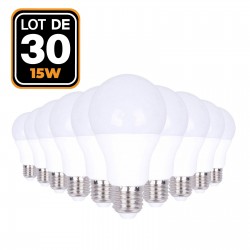 30 Ampoules LED E27 20W Blanc chaud 3000K Haute Luminosité
