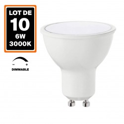 10 bombillas LED regulables GU10 6W 3000K blanco cálido