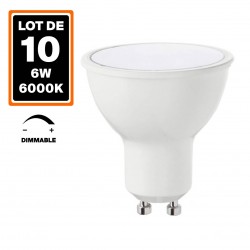 10 bombillas LED regulables GU10 6W 6000K blanco frío