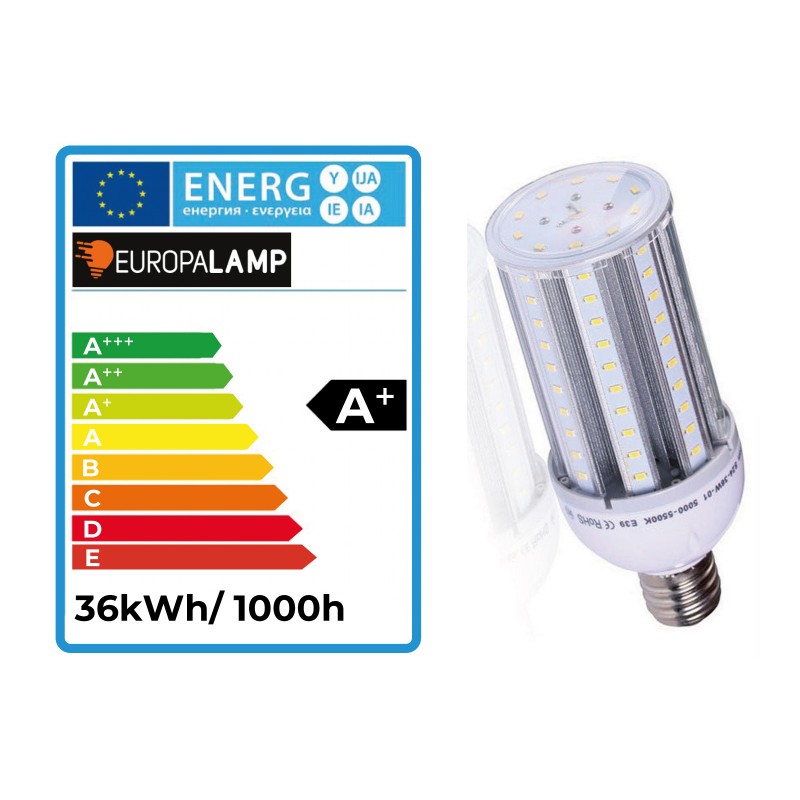 Bombilla de alumbrado público 36W LED E27 de 6000 K 