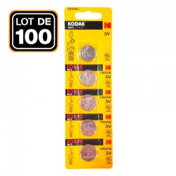100 Piles Bouton CR2016 3V 75mAh Lithium Kodak