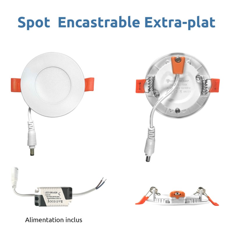Spot LED Encastrable Extra-Plat 3W - Blanc Neutre 4500K