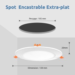 Spot LED Encastrable Extra-Plat 6W - Blanc Chaud 3000K