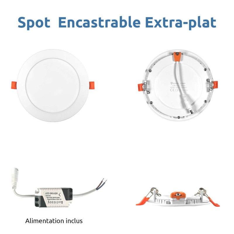 Spot LED Encastrable Extra-Plat 6W - Blanc Chaud 3000K
