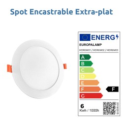 Spot LED Encastrable Extra-Plat 6W - Blanc Chaud 3000K