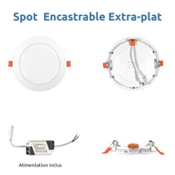 Spot Encastrable LED 6W Rond Extra-Plat Blanc Froid 6000K