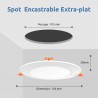 5 Spots LED Encastrables Extra-Plats 6W - Blanc Chaud 3000K
