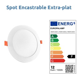 Spot LED Encastrable Extra-Plat 12W - Blanc Chaud 3000K