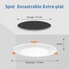 10 Spots LED Encastrables Extra-Plats 12W - Blanc Froid 6000K