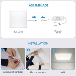 2 Dalles  LED 600x600 - 40W Blanc Neutre 4000K