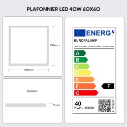 Dalle LED PREMIUM 600x600 - Luminosité 4000 lm | Blanc Neutre 4000K