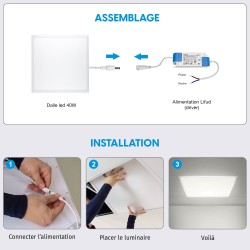 2 Dalles LED PREMIUM 600x600 - Luminosité 4000 lm | Blanc Neutre 4000K