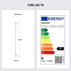 Tube LED T8 - 60cm - 9W - Blanc Neutre 4500K