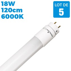 5 Tubes LED T8 120cm 18W Blanc Froid 6000K