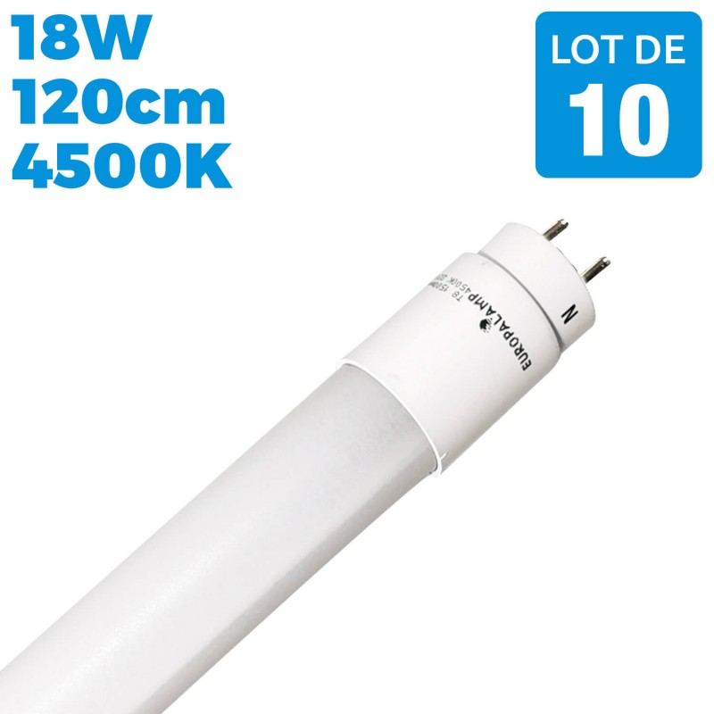 10 Tubes LED T8 120cm 18W Blanc Neutre 4500K