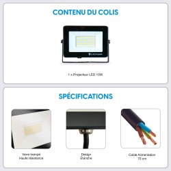 Projecteur LED 10W Black Ipad 3000K Blanc Chaud