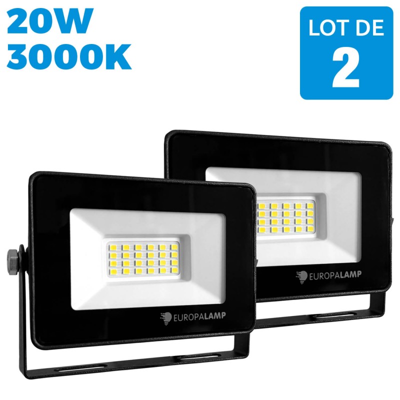 2 Projecteurs LED 20W Black Ipad 3000K