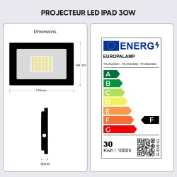 Projecteur LED 30W Black Ipad - Blanc Froid 6500K