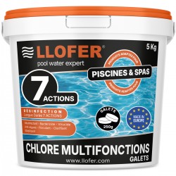 LLOFER – Chlore Multifonction en Galet de 250g – 5 kg