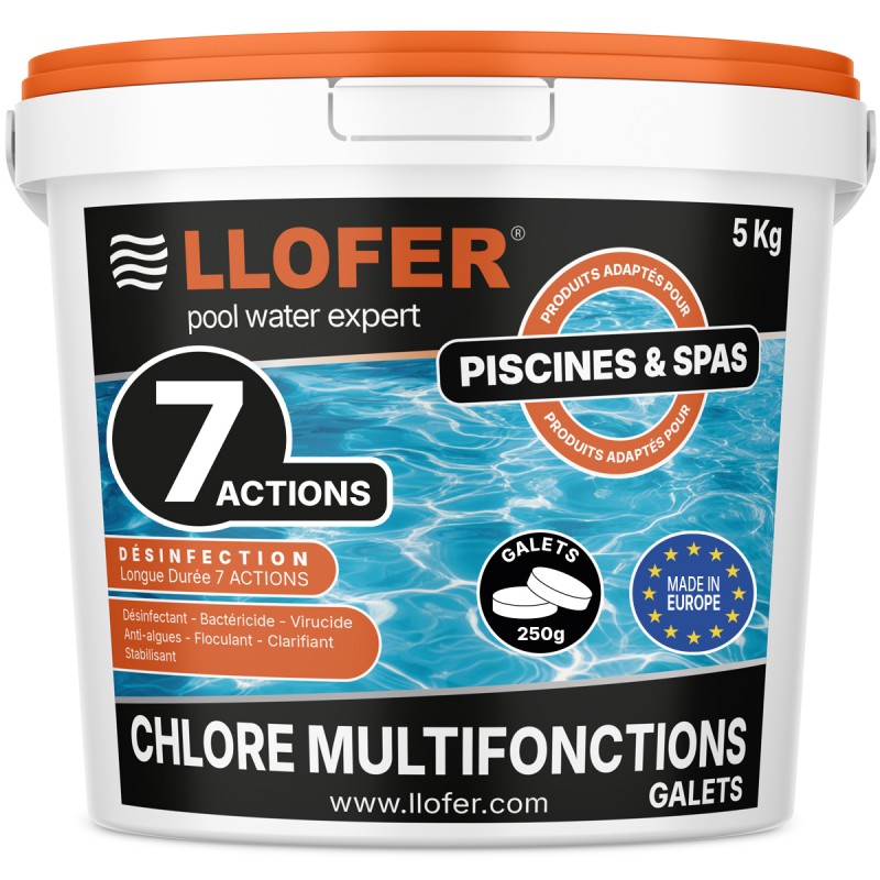 LLOFER – Chlore Multifonction en Galet de 250g – 5 kg