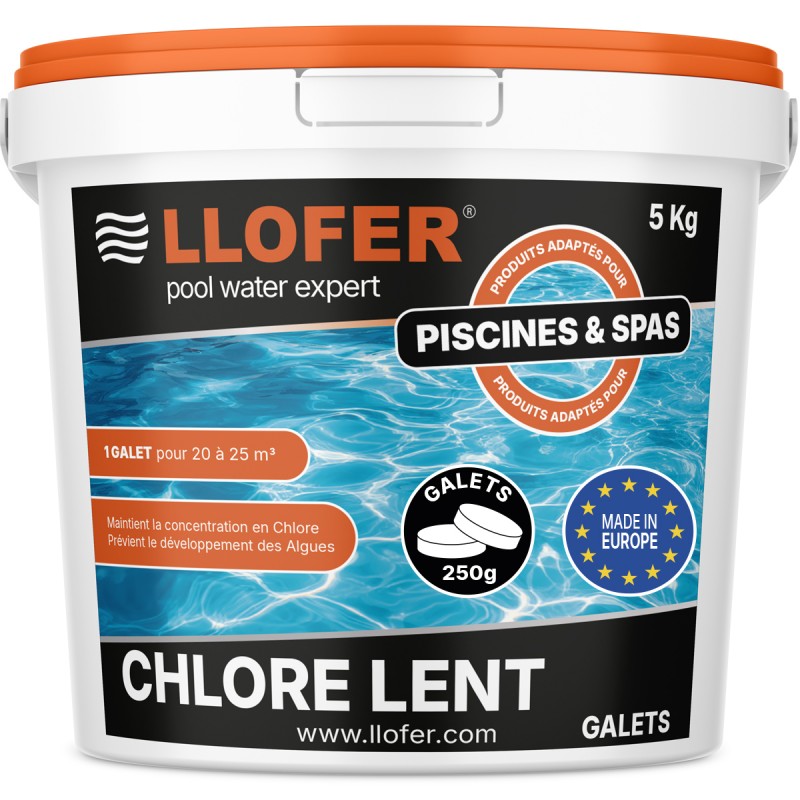 LLOFER - Chlore Lent - 5kg - Haute Teneur en Chlore (90%) – Fabriqué en Europe
