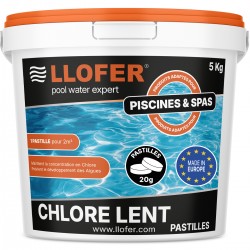 LLOFER - Chlore Lent en pastille de 20gr - 5kg – Fabriqué en Europe