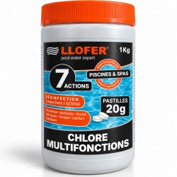 LLOFER - Chlore Multifonctions - Pastilles 20g - 1Kg