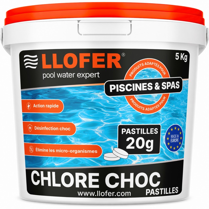 LLOFER - Chlore Choc en Pastilles de 20g - 5 Kg
