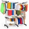 CORIBI – Étendoir à Linge Vertical Extensible 4 Niveaux avec Roulettes et Ailes Pliables