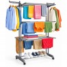 CORIBI – Étendoir à Linge Vertical Pliable 3 Niveaux avec Roulettes